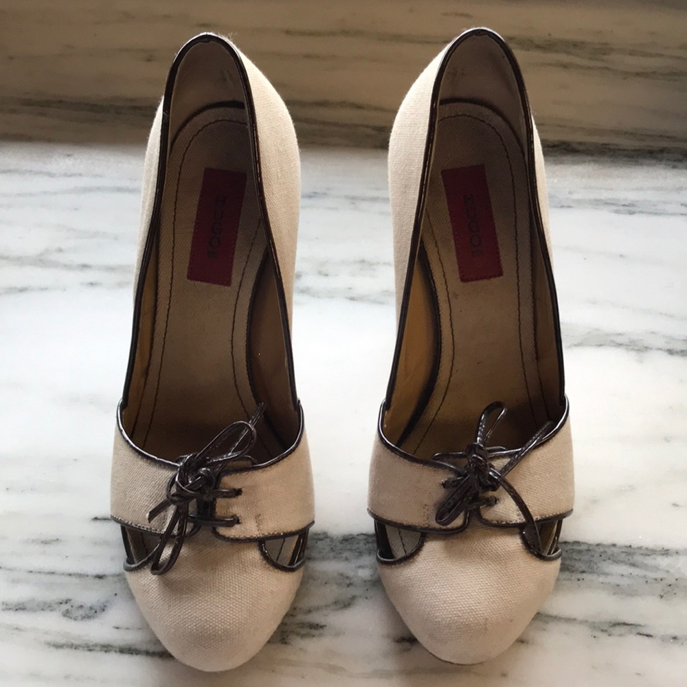 Hugo Boss fabric leather trim heels size 6.5, 36.5 Euro